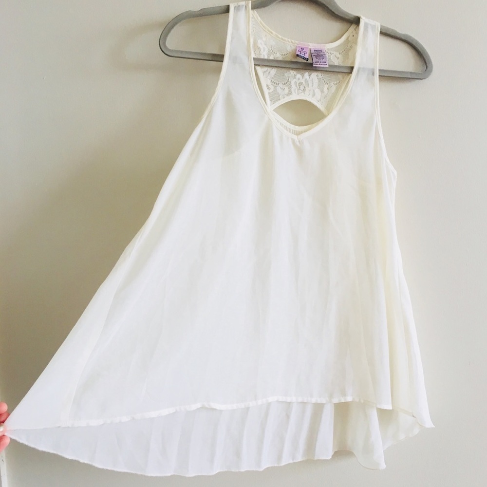 Sheer cream/white blouse